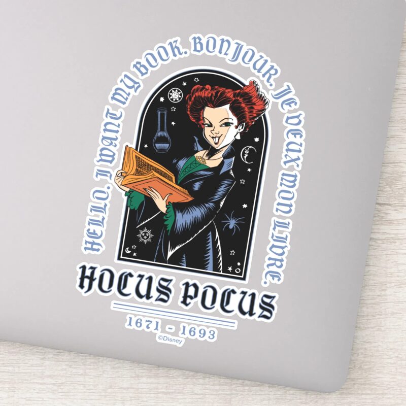 Hocus Pocus Winifreds Book Of Spells Sticker