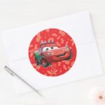 Holiday Lightning McQueen Classic Round Sticker