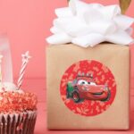 Holiday Lightning McQueen Classic Round Sticker