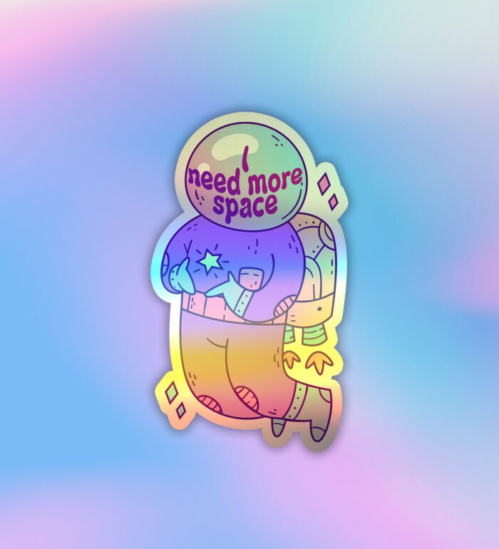 I Need More Space   Holographic Laptop   Mobile Sticker