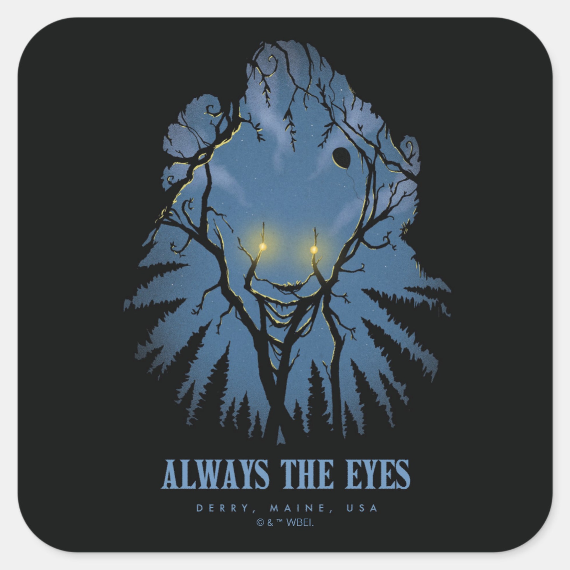 IT Always The Eyes Pareidolic Tree Tops Square Sticker