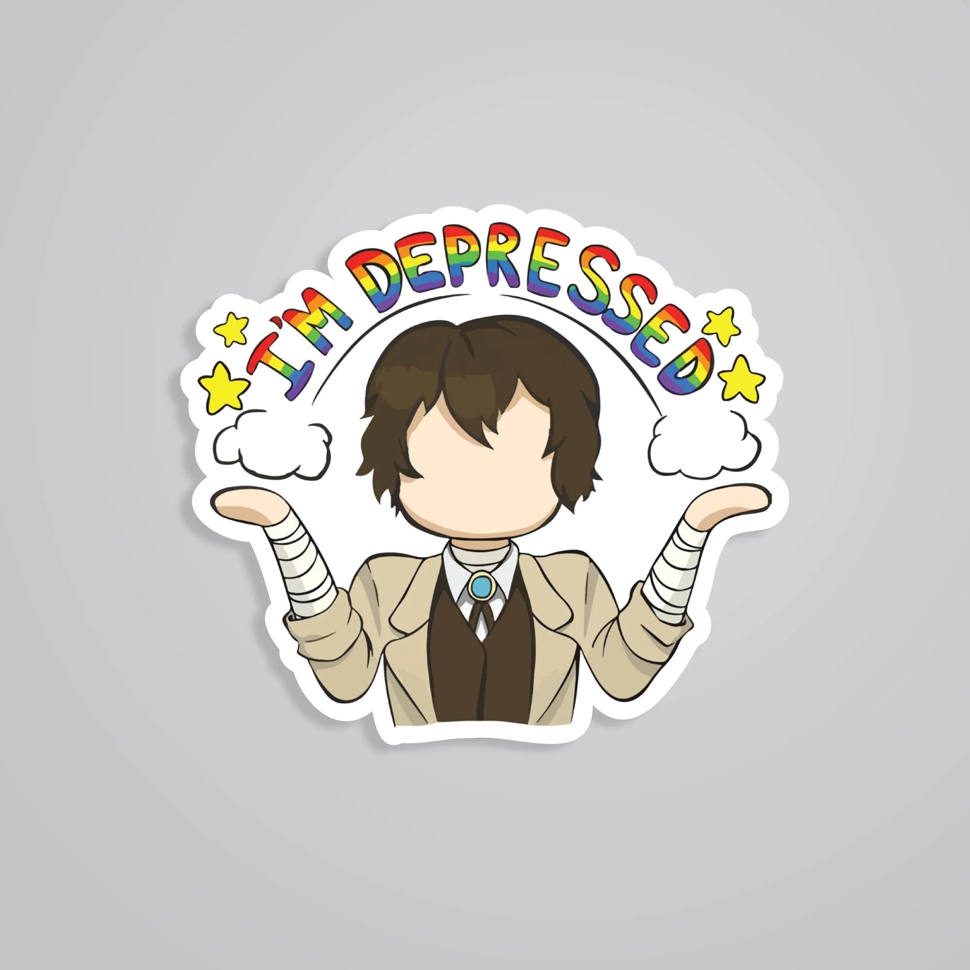 Im Depressed Dazai Anime Stickers