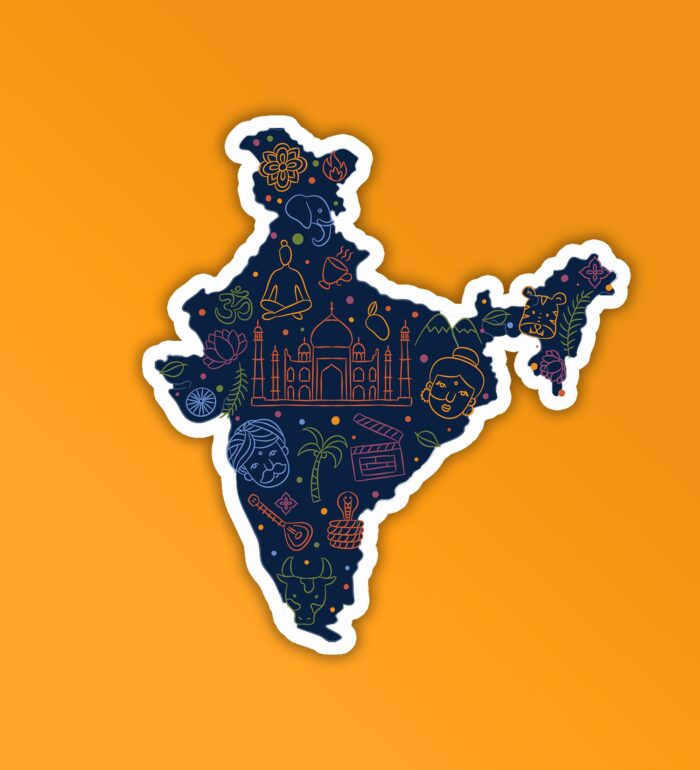 India Cultural Map Laptop Mobile Stickers