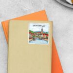 Innsbruck Mountain Village And River Post Stamp Travels Stickers