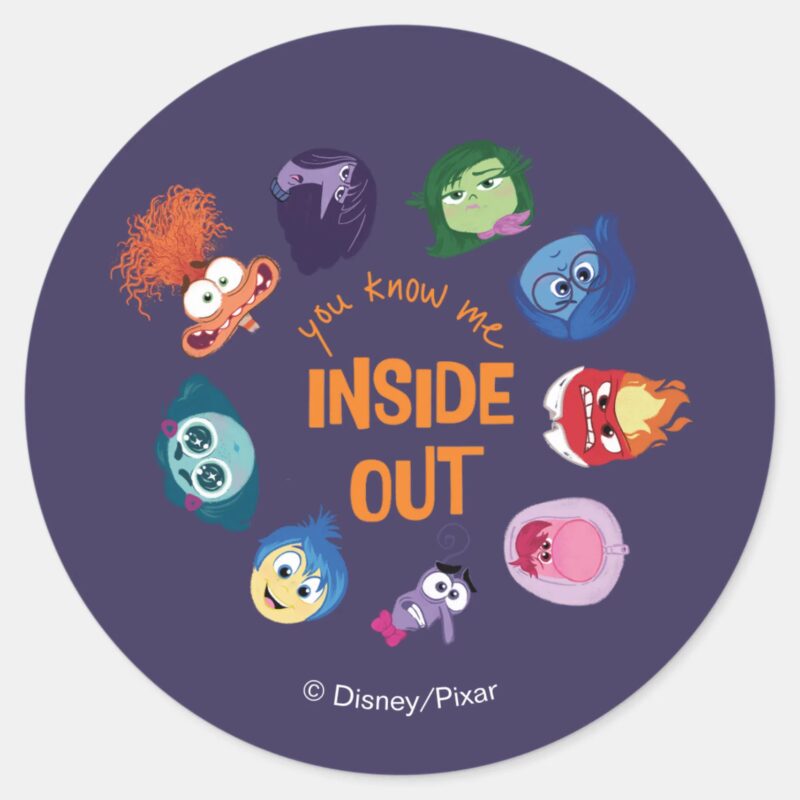 Inside Out You Know Me Inside Out Character Circle Classic Round Sticker