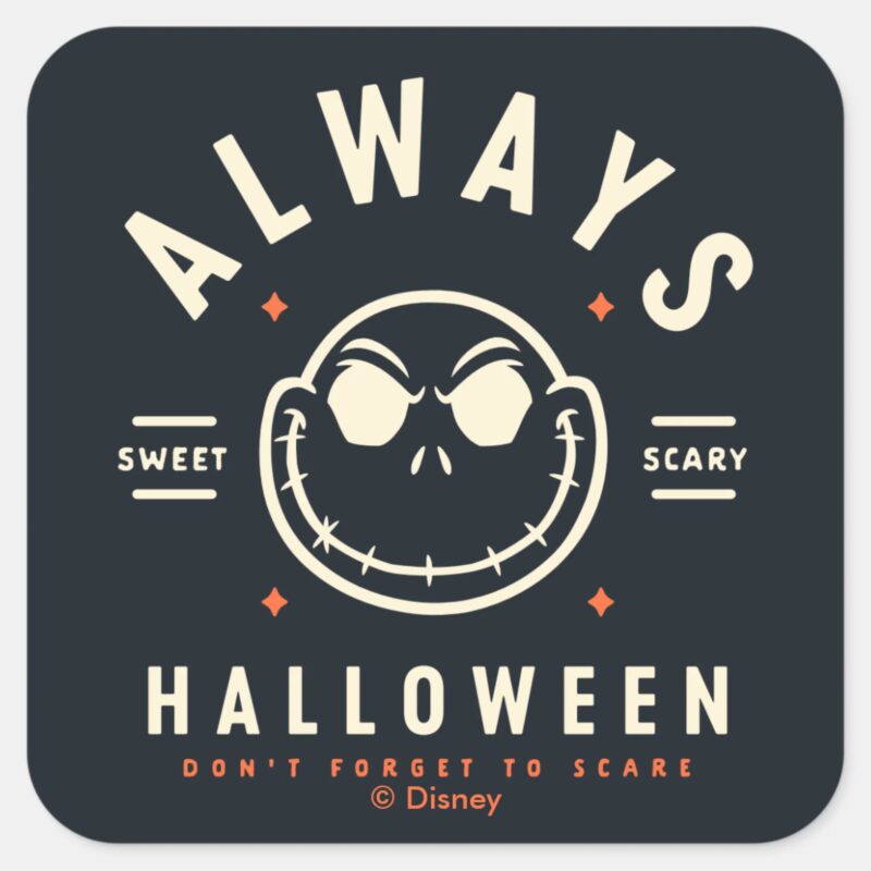 Jack Skellington Always Halloween Square Sticker Jack Skellington Always Halloween Square Sticker