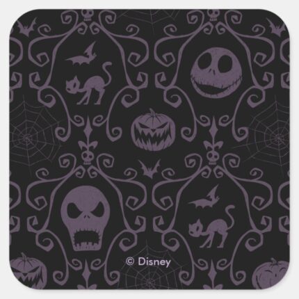 Jack Skellington Halloween Filigree Pattern Square Sticker