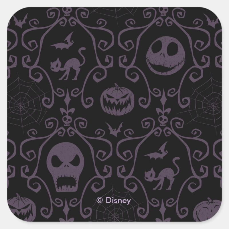 Jack Skellington Halloween Filigree Pattern Square Sticker