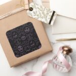 Jack Skellington Halloween Filigree Pattern Square Sticker