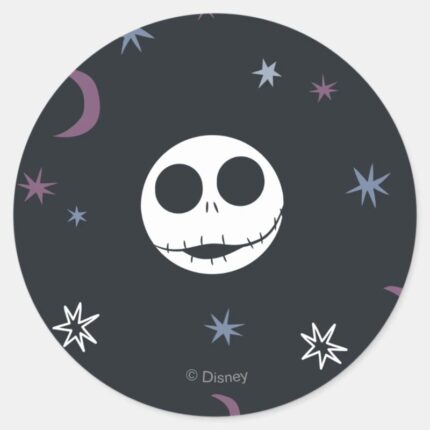 Jack Skellington Head Stars Pattern Classic Round Sticker