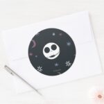 Jack Skellington Head Stars Pattern Classic Round Sticker