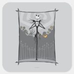 Jack Skellington Cemetery Fence Square Sticker
