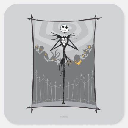 Jack Skellington Cemetery Fence Square Sticker