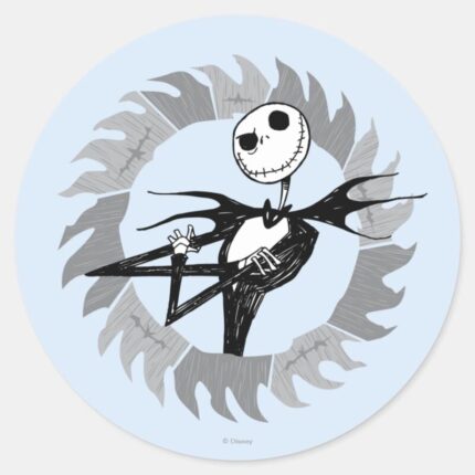 Jack Skellington Saw Blade Frame Classic Round Sticker