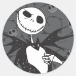 Jack Skellington Skellington Background Classic Round Sticker