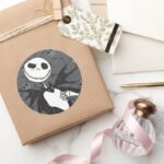 Jack Skellington Skellington Background Classic Round Sticker