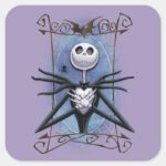 Jack Skellington Spider Web Frame Square Sticker