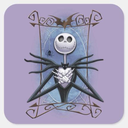 Jack Skellington Spider Web Frame Square Sticker