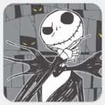 Jack Skellington Spooky Eye Background Square Sticker