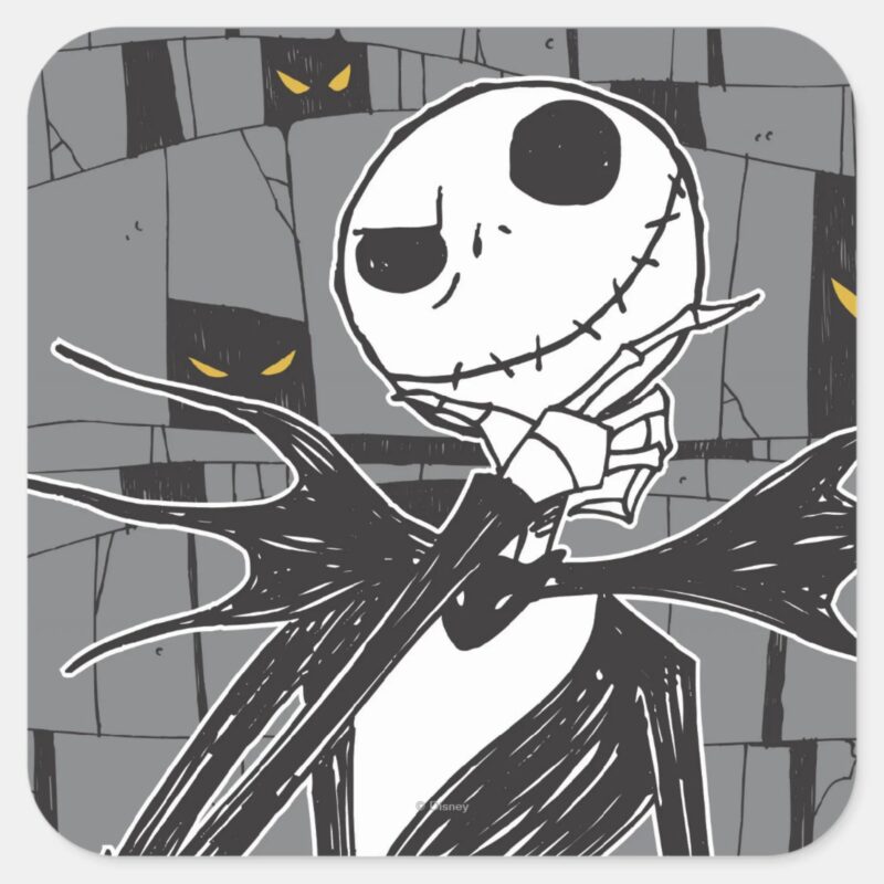 Jack Skellington Spooky Eye Background Square Sticker