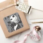 Jack Skellington Spooky Eye Background Square Sticker