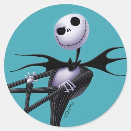 Jack Skellington Standing Classic Round Sticker
