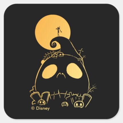 Jack Skellington On Jack Themed Spiral Hill Square Sticker