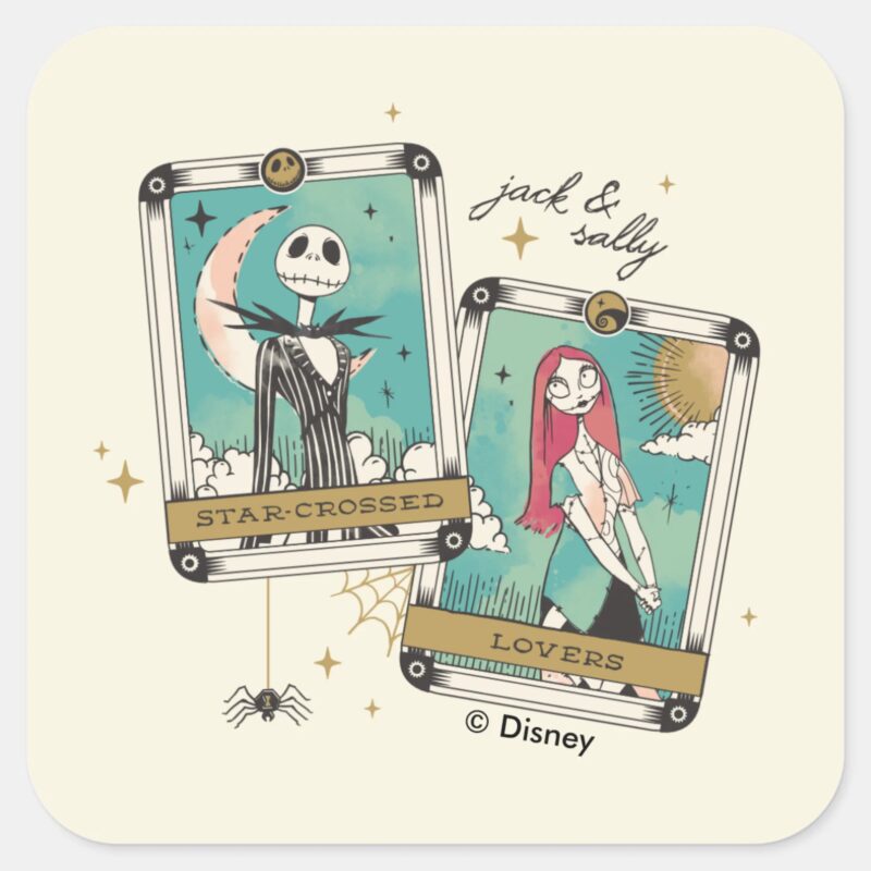 Jack Sally Star Crossed Lovers Tarot Cards Square Sticker