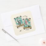 Jack Sally Star Crossed Lovers Tarot Cards Square Sticker
