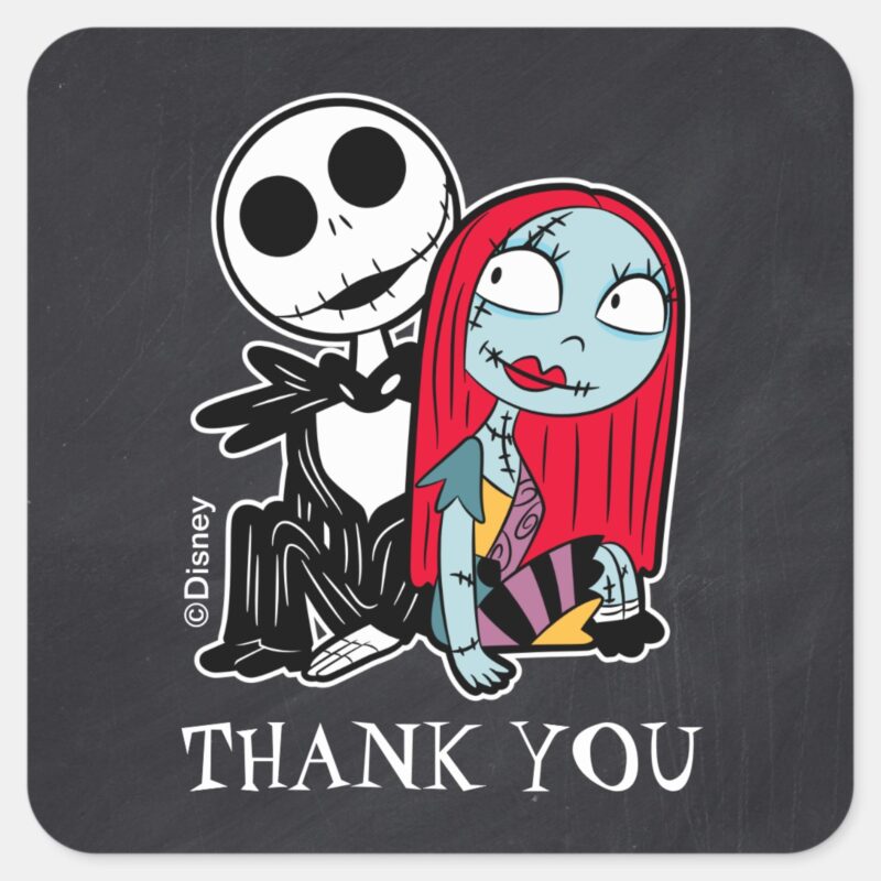 Jack And Sally Baby Shower Thank You Square Sticker