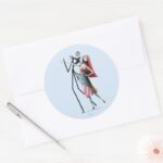 Jack And Sally Dancing Classic Round Sticker