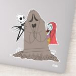 Jack And Sally Hiding Behind Tombstone Sticker