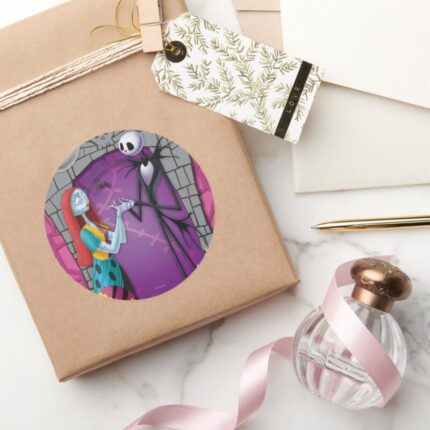 Jack And Sally Holding Hands Classic Round Sticker