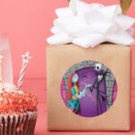 Jack And Sally Holding Hands Classic Round Sticker