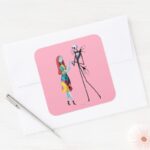 Jack And Sally Holding Hands Square Sticker