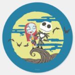 Jack And Sally Cute Moon Classic Round Sticker