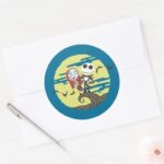 Jack And Sally Cute Moon Classic Round Sticker