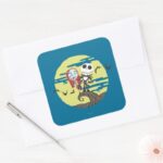Jack And Sally Cute Moon Square Sticker