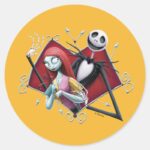 Jack And Sally In Heart Classic Round Sticker