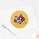 Jack And Sally In Heart Classic Round Sticker