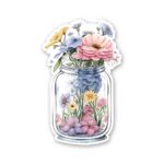 Jar Filled With Flowers Sticker