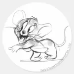 Jerry Bashful Sketch Classic Round Sticker