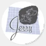 Jerry Black And Blue Script Classic Round Sticker