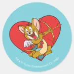 Jerry Mouse Dressed As Valentine Cupid Classic Round Sticker