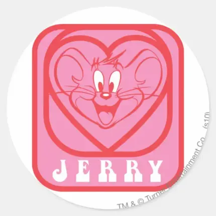 Jerry Pink Hearts Classic Round Sticker