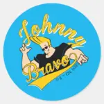 Johnny Bravo Athletic Graphic Classic Round Sticker