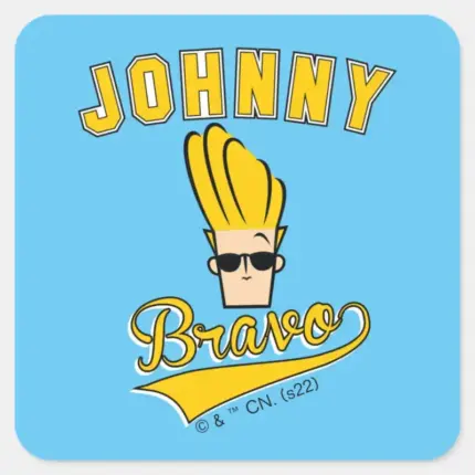 Johnny Bravo Collegiate Graphic Square Sticker