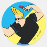 Johnny Bravo Combing Hair Classic Round Sticker