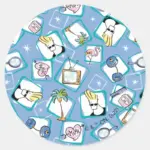 Johnny Bravo Icon Pattern Classic Round Sticker