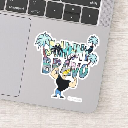 Johnny Bravo Palm Tree Name Sticker